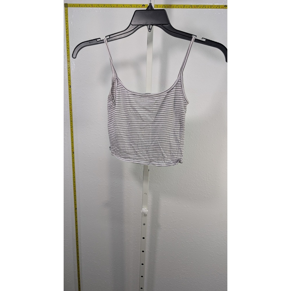Full Tilt Women Striped Cropped Cami Tank Top White Black Size M Spaghetti Strap